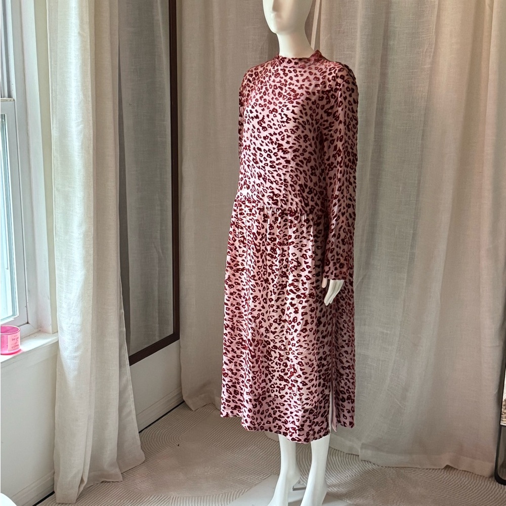 rag & bone Blush Leopard Print Long Sleeve Dress